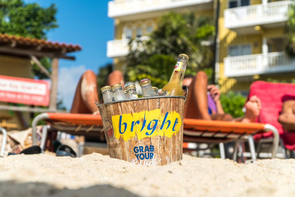 Bright beer bucket happy hour